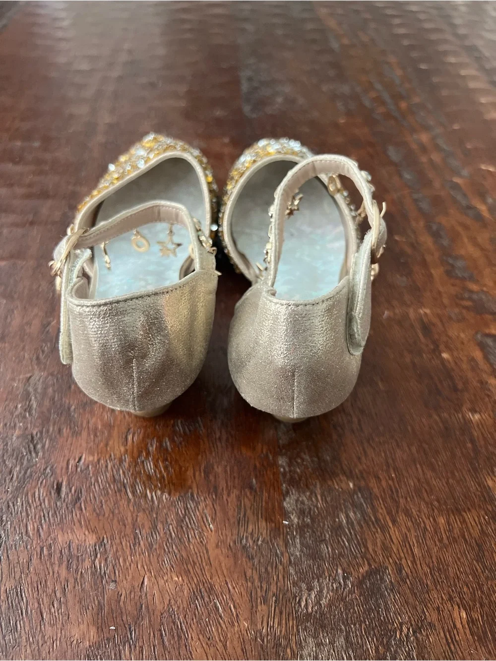 Kids Gold Sequin Ankle-Strap Heel Size 13
